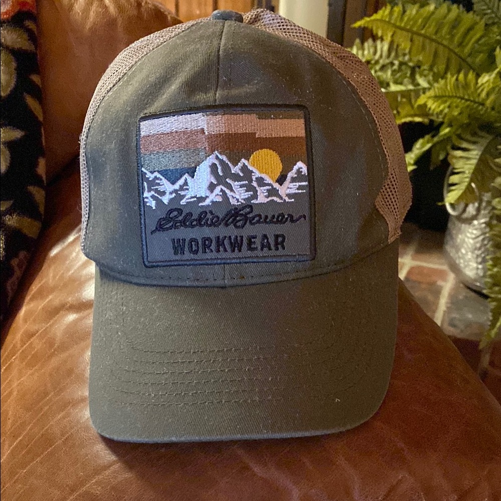 Eddie Bauer Olive Green Cap with Mountain Patch